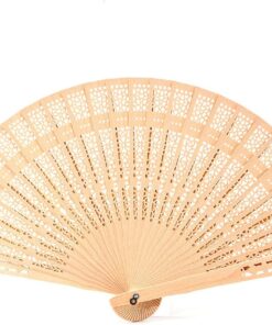 50pcs Wood Hand Fans,7.9 Inch Foldable Handheld Fans for Wedding Favors,Party Decorations,Bridal Shower,Summer Cooling,Decoration Fan Natural Wood