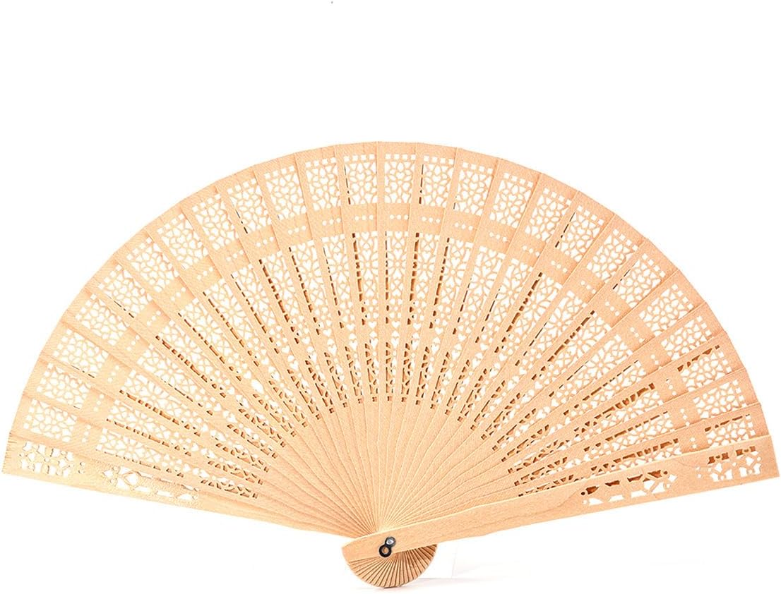 50pcs Wood Hand Fans,7.9 Inch Foldable Handheld Fans for Wedding Favors,Party Decorations,Bridal Shower,Summer Cooling,Decoration Fan Natural Wood