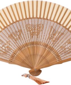 Hand Fan for Vintage Japanese Bamboo Silk Elegant for Dance Music Festival Wedding Church Decoration Party (Butterfly)