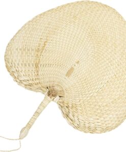 Framendino, 1 Pack Natural Raffia Fans Handmade Palm Leaf Handheld Bamboo Chinese Style Hand Weaving for Wedding Party Table Decoration Summer Cooling Supplies Home Wall Decor 12